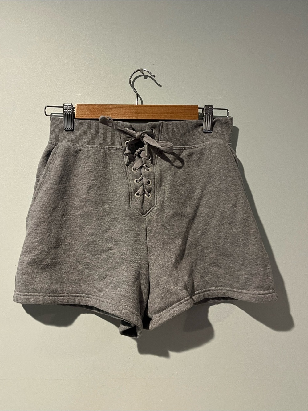 Victoria’s Secret Women’s Gray Lace-Up Athletic Cotton Blend Shorts, Size Small